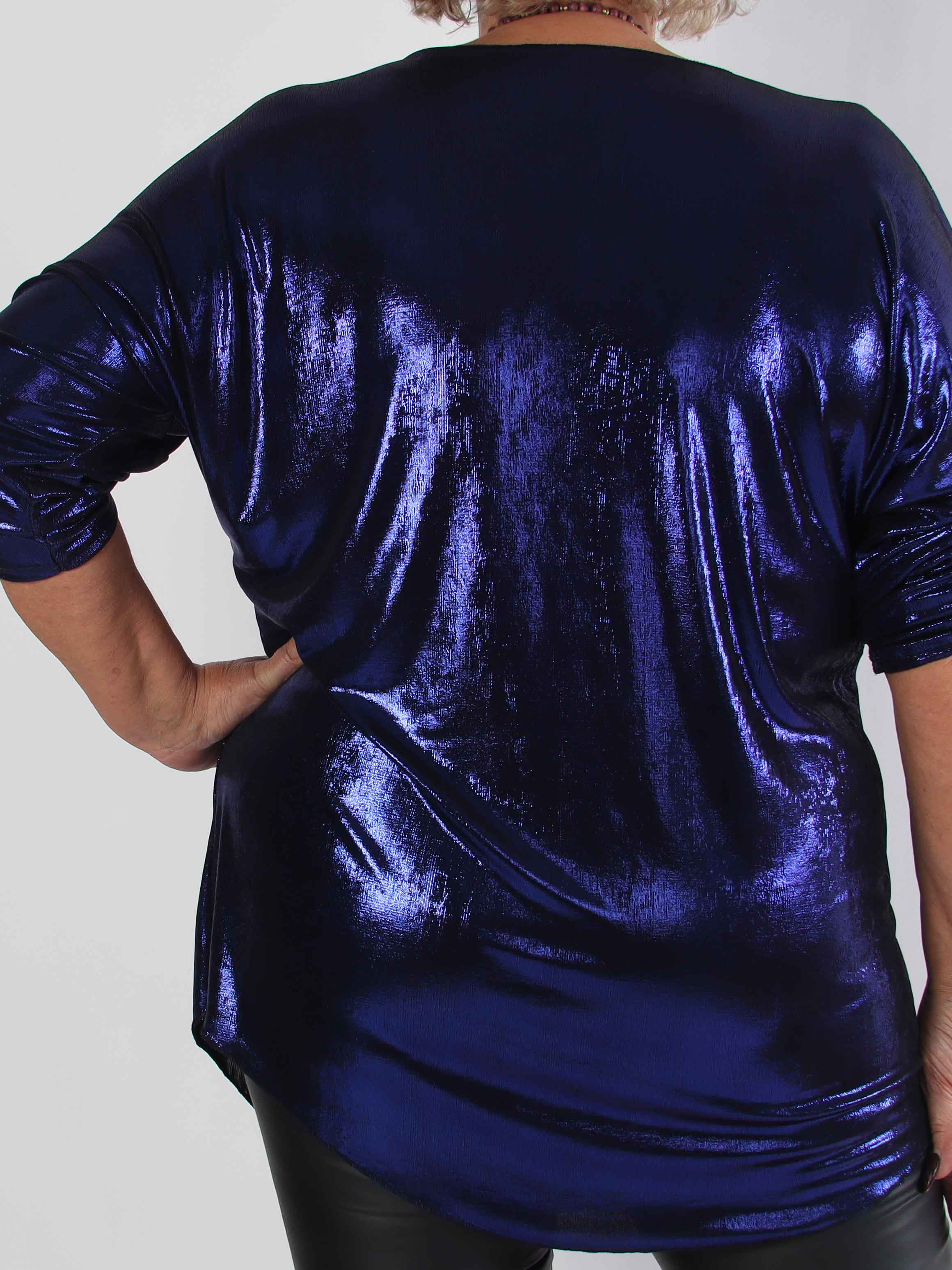 Subira - Shiny plus size tunika med v-udskæring